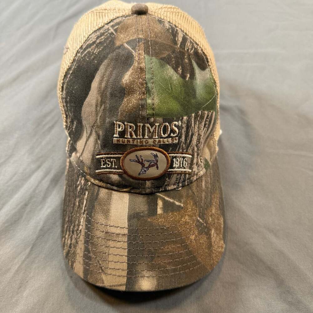 Primos Trucker Hat Cap Camo Brown Strap Back Hunting Calls